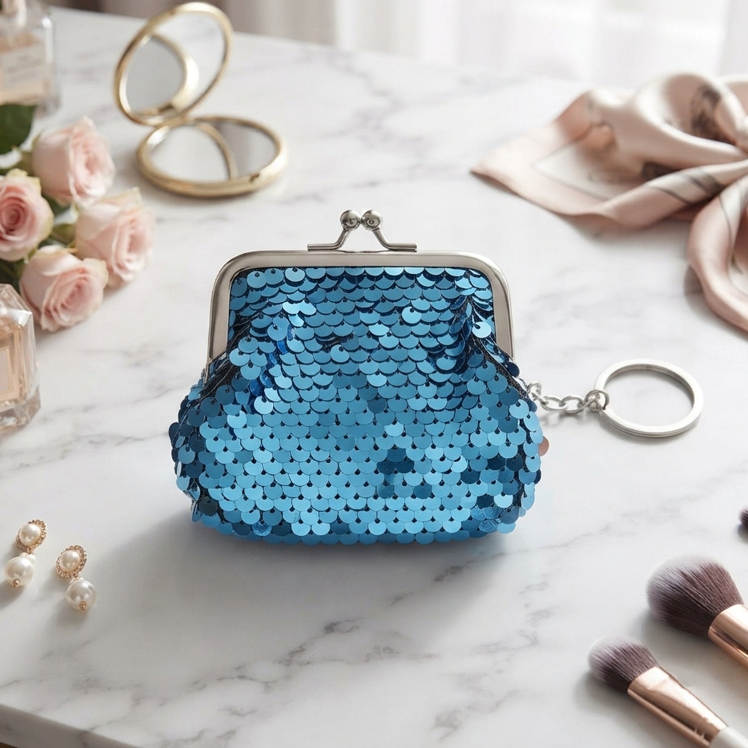 Mix Design Cute Mini Coin Purse Keychain with Clasp Closure for Daily Use (1 Pc)