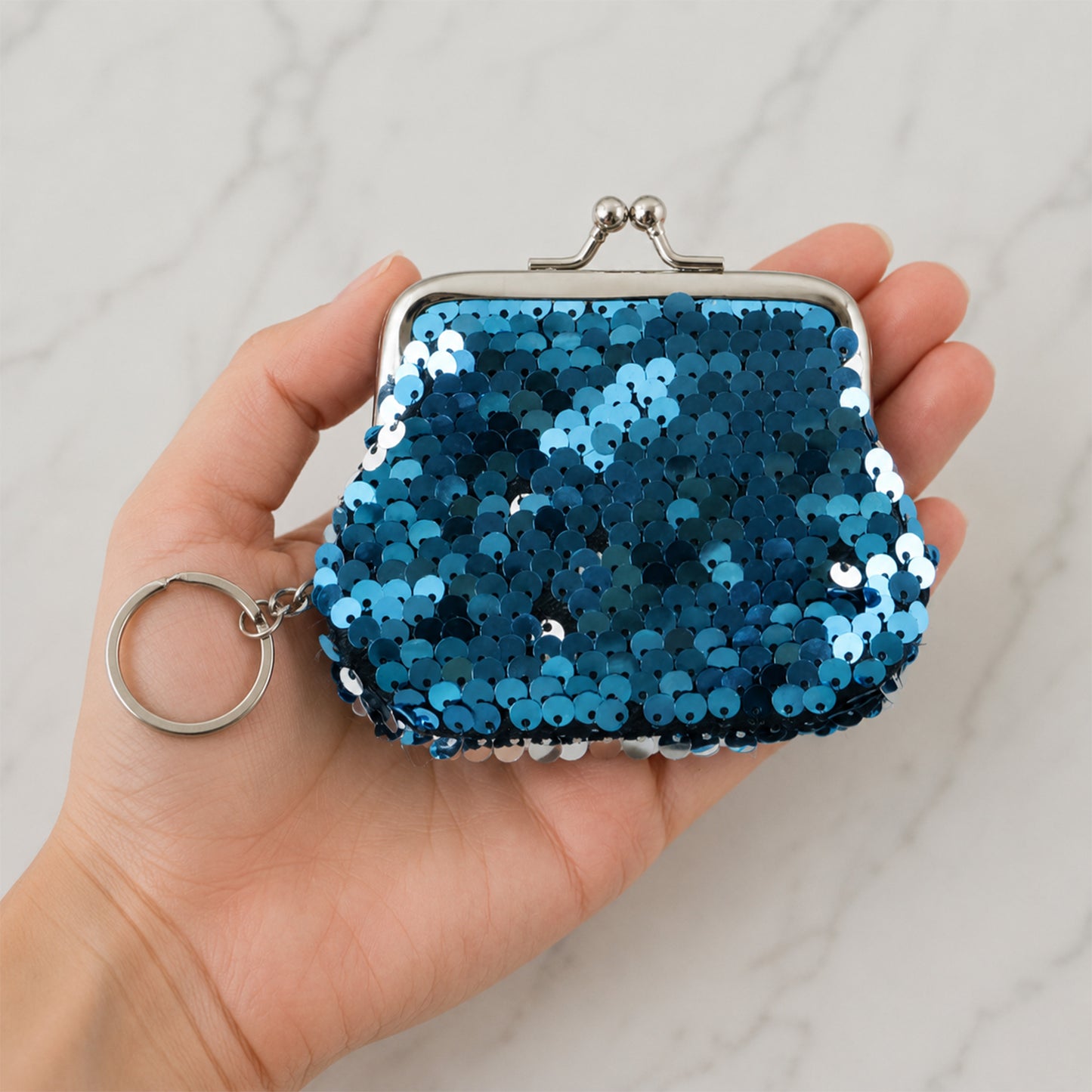 Mix Design Cute Mini Coin Purse Keychain with Clasp Closure for Daily Use (1 Pc)