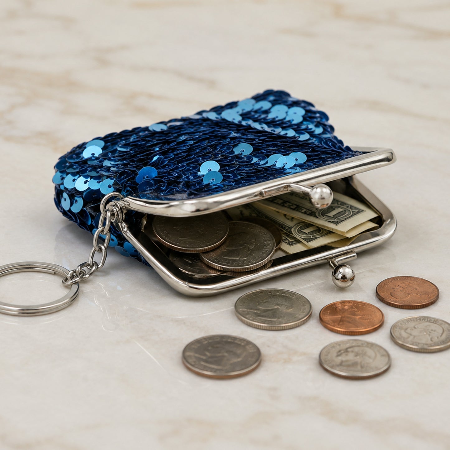Mix Design Cute Mini Coin Purse Keychain with Clasp Closure for Daily Use (1 Pc)