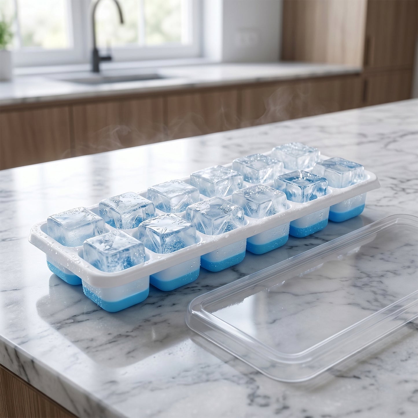 Easy release blue ice cube tray