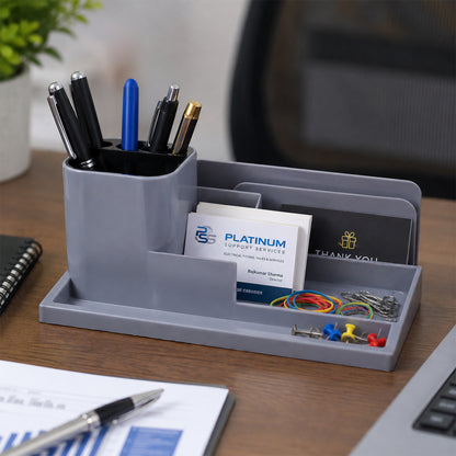 Multipurpose Desktop Organizer Pen Stand with Document Holder & Storage Compartments
