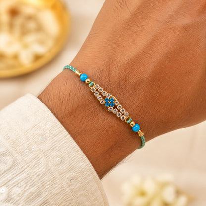 Floral Motif Stone Bar Rakhi for Raksha Bandhan (Pack of 6)