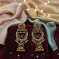 Peacock Motif Antique Gold Finish Chandbali Earrings – Royal Elegance