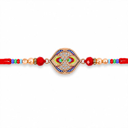 Royal Kundan Maroon Stone Designer Rakhi for Brother with Pearls & Beads