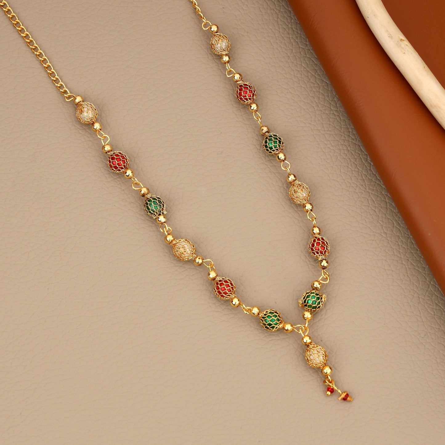 Rose Gold-Toned Pave AD Tassel Choker Set