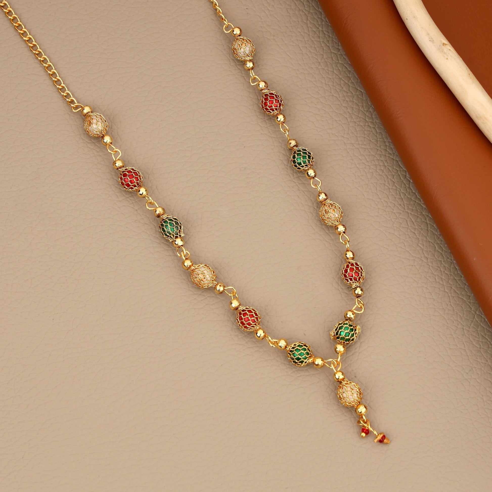 Rose Gold-Toned Pave AD Tassel Choker Set