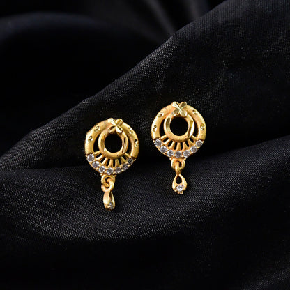 Elegant Circular Drop Earrings with Crystal Accents – Classic Party Wear