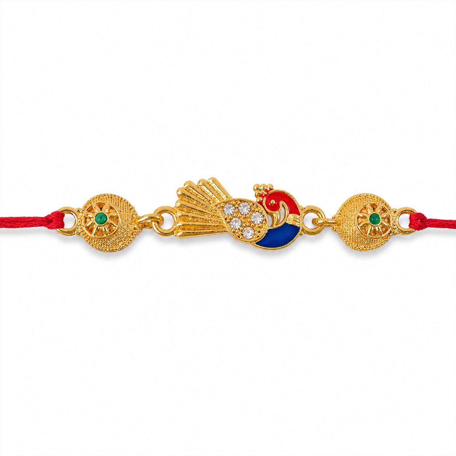 Peacock Charm Rakhi Stone Beaded Traditional Design (10pcs)
