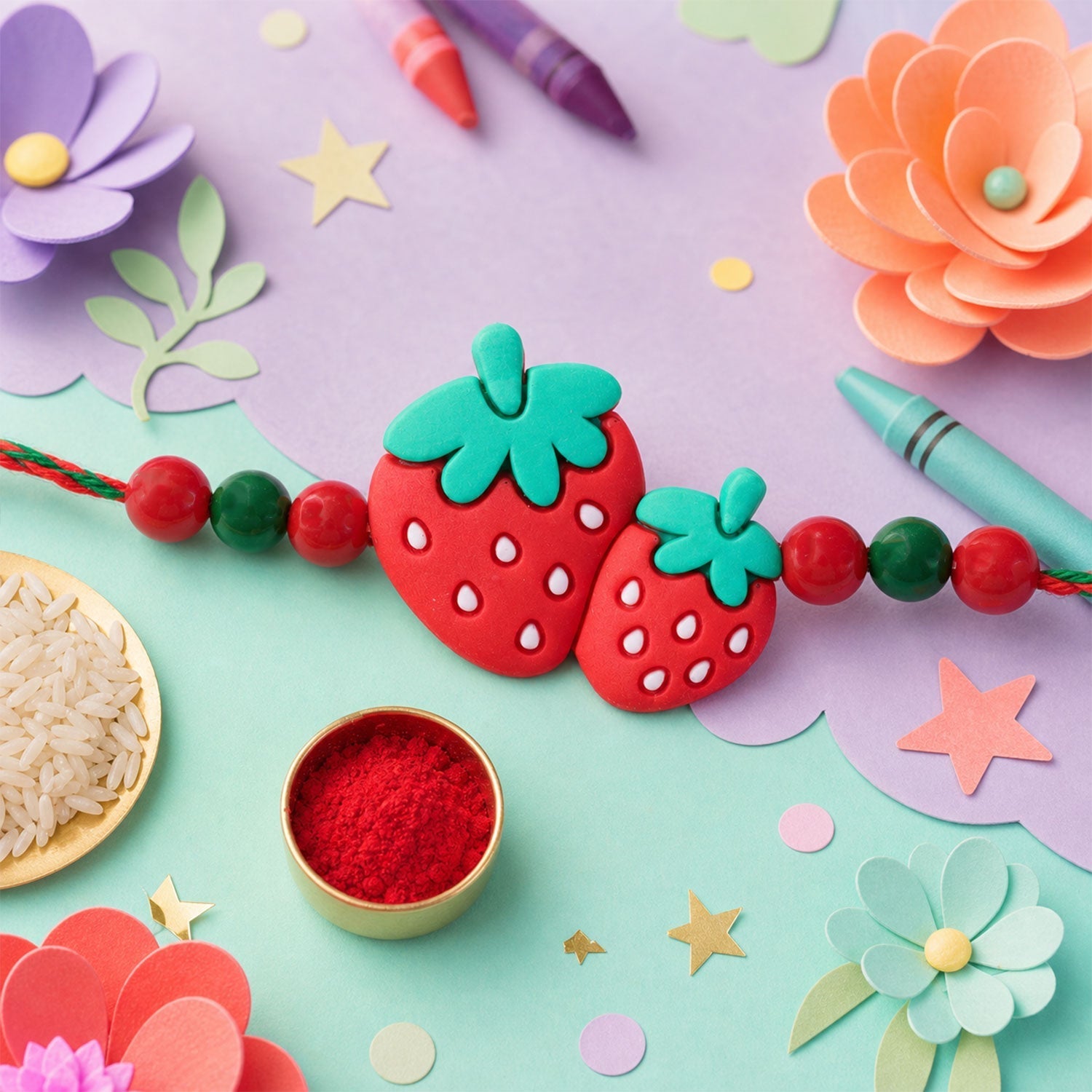 Strawberry Kids Rakhi Cute Cartoon Pattern for Brother (10pcs)