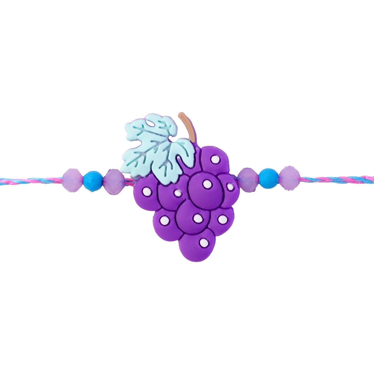 Shop Grape Bunch Charm Kids Beaded Designer Rakhi for Brother (5pcs)