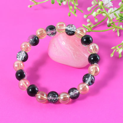Elegant Dual-Tone Crystal Beaded Stretch Bracelet (1 Pc)