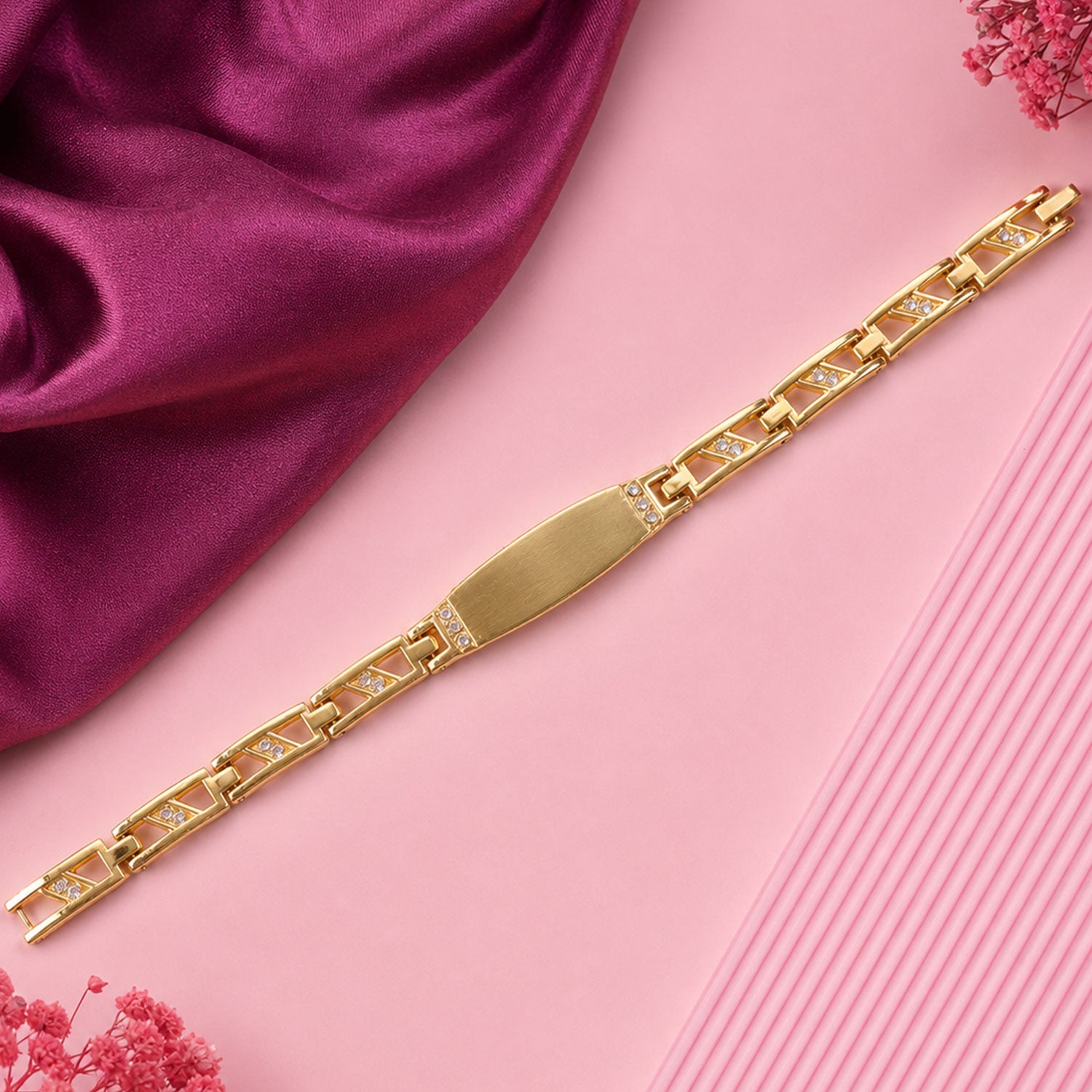 Personalized gold plated bracelet with custom name engraving