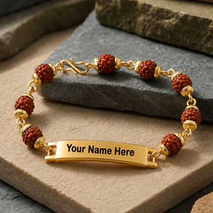 Man wearing a personalised gold plated name bracelet on his wrist, highlighting its comfortable fit.