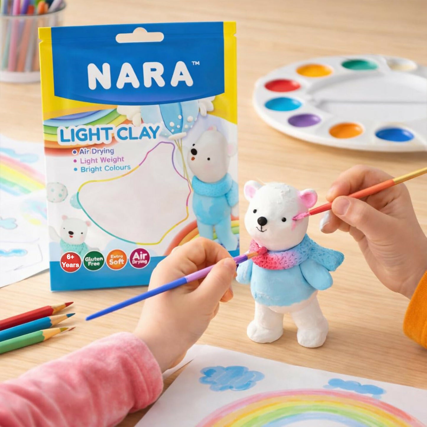 NARA Air Dry Light Clay for Kids Creative Sculpting and DIY Craft Activity