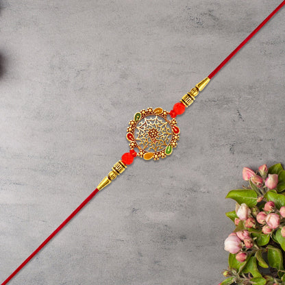 Circular Rakhi with Multicolor Accents, Elegant Raksha Bandhan Gift (10pcs)