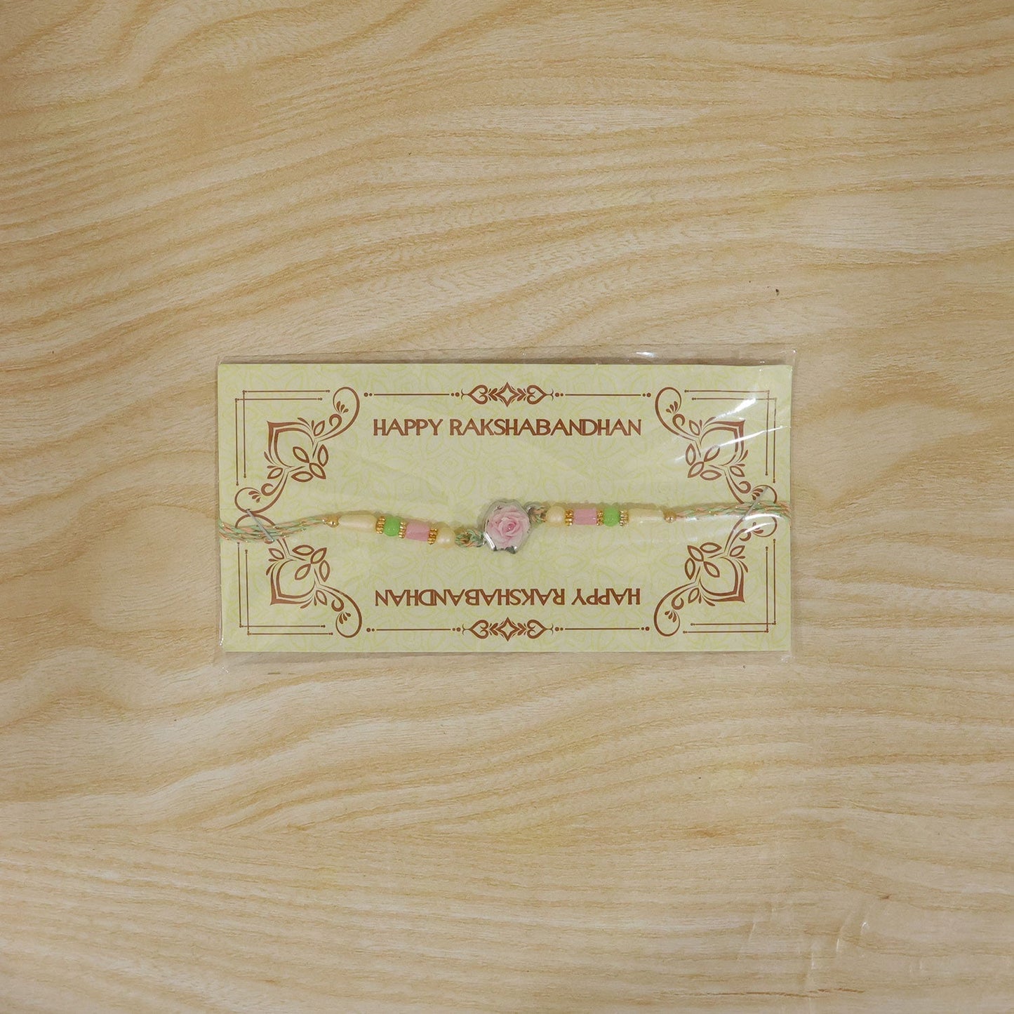 Rose Flower Charm Rakhi Designer Beaded for Brother (5pcs)