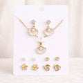 Gold-Plated Shell Pearl Jewelry Set – Elegant Stud & Drop Earrings Combo