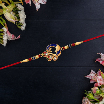 Peacock Meenakari Rakhi Vibrant Traditional Thread for Brother (10pcs)