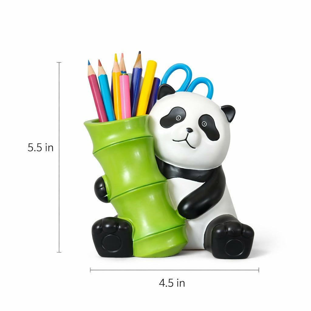 Panda Pen Holder with Bamboo Design Cute Desk Organizer for Kids & Study Table