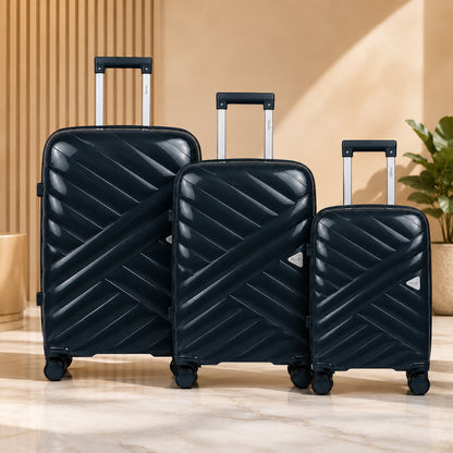 Midnight Blue Premium Trolley Suitcase with Spinner Wheels, Lock & Telescopic Handle