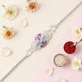 Oval Enamel Stone Charm Chain Bracelet Rakhi for Brother Elegant & Memorable (10pcs)