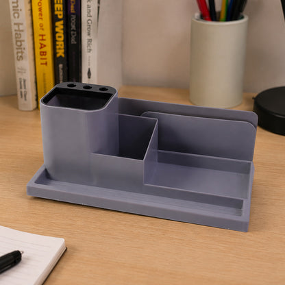 Multipurpose Desktop Organizer Pen Stand with Document Holder & Storage Compartments