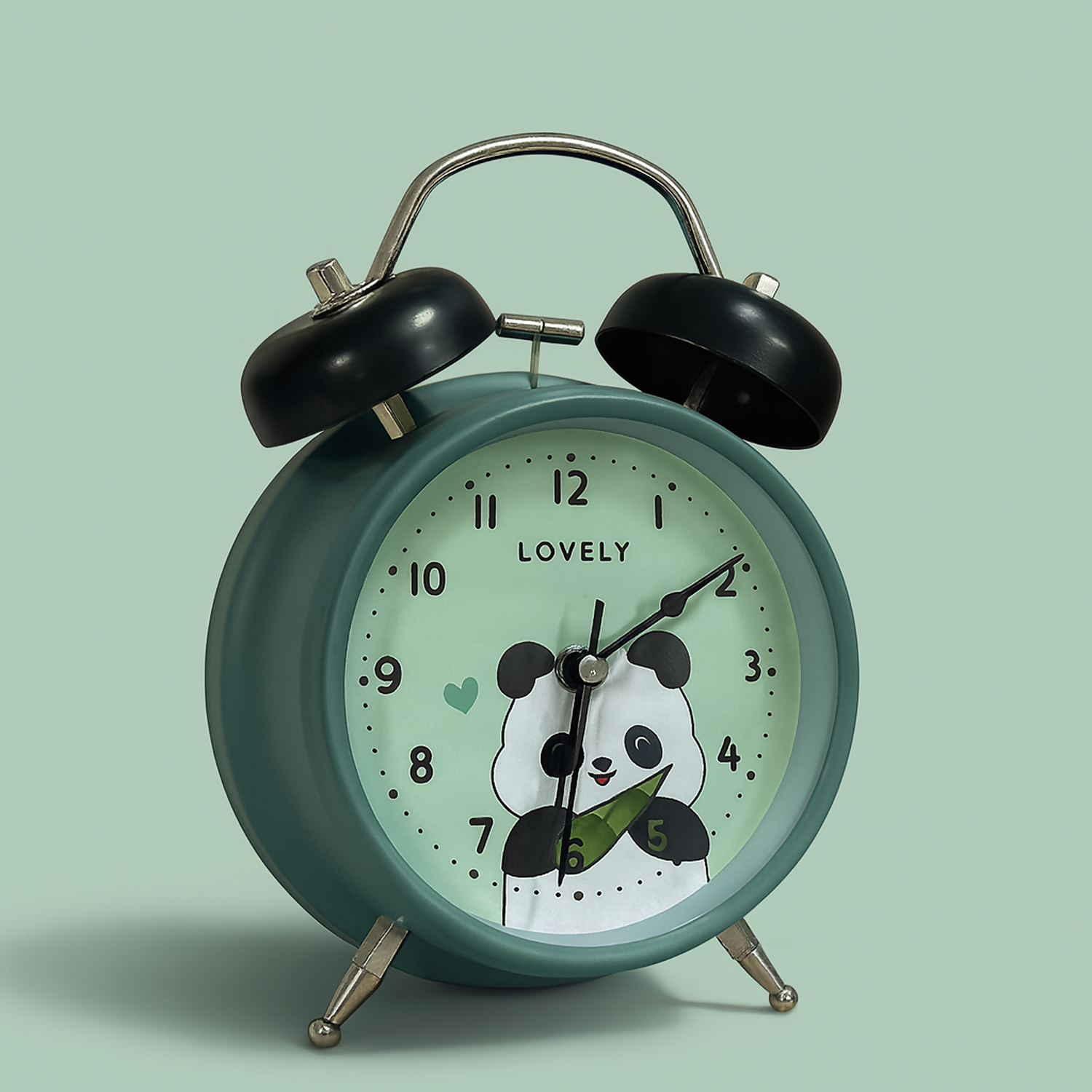 Cute Panda Cartoon Alarm Clock for Kids Bedroom with Twin Bell Sound