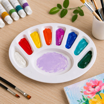 Small Oval Colour Mixing Plate 8 Well Paint Palette for Painting & Colour Blending
