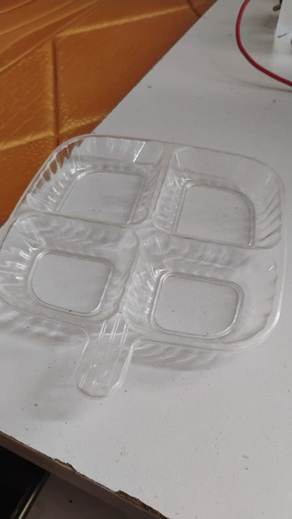 Plastic Kitchen Trays for Serving (4 Compartment / 1 Pc)