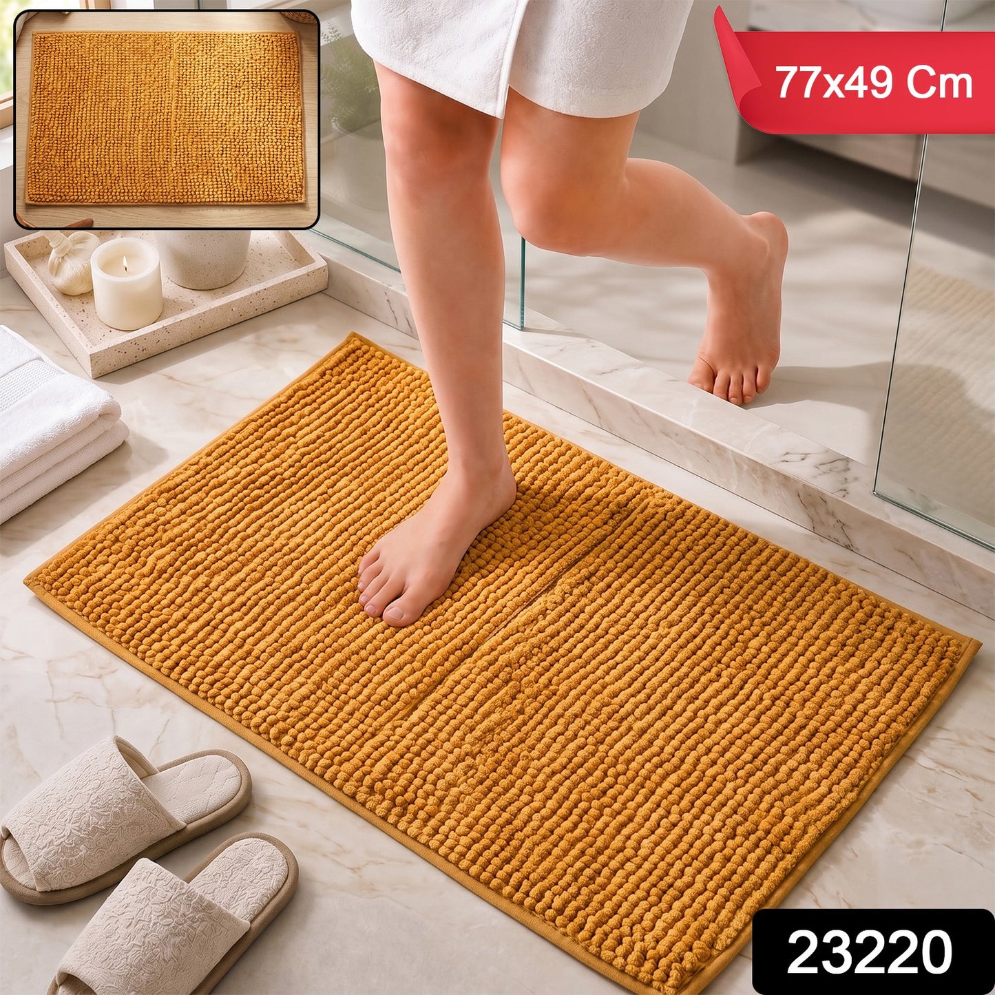Anti Slip Absorbent Floor Mat 77 x 49 Cm Soft Microfiber Door Mat (1 Pc)