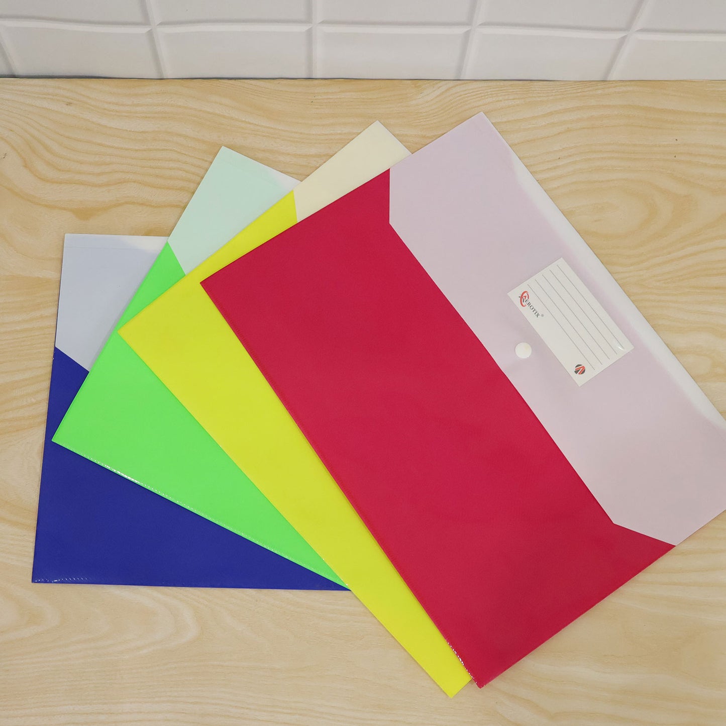 Double Pocket Document Bag File Envelope Folder with Snap Button for A4 Papers (1 Pc, Mix Colour)