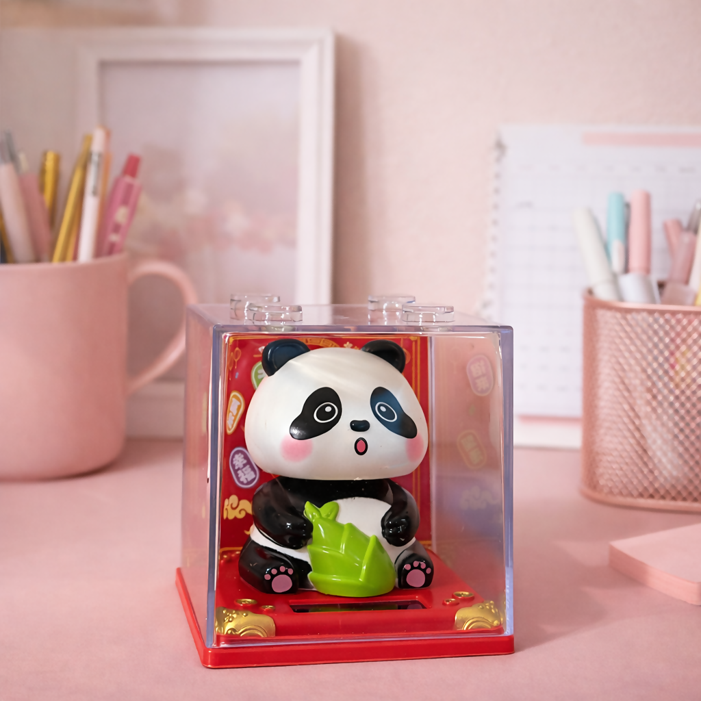 Solar Powered Head-Shaking Panda Toy • Cute Dashboard Bobble Panda