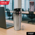 Stainless Steel Gym Shaker Bottle – 1000ml Leak-Resistant Flip Lid