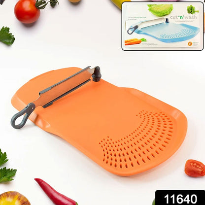 Cut 'n' Wash Multipurpose Cutting Board – Integrated Strainer & Knife
