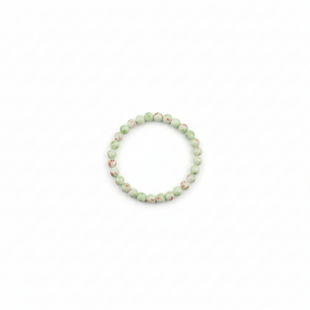 Classic White Printed Beads Stretch Bracelet