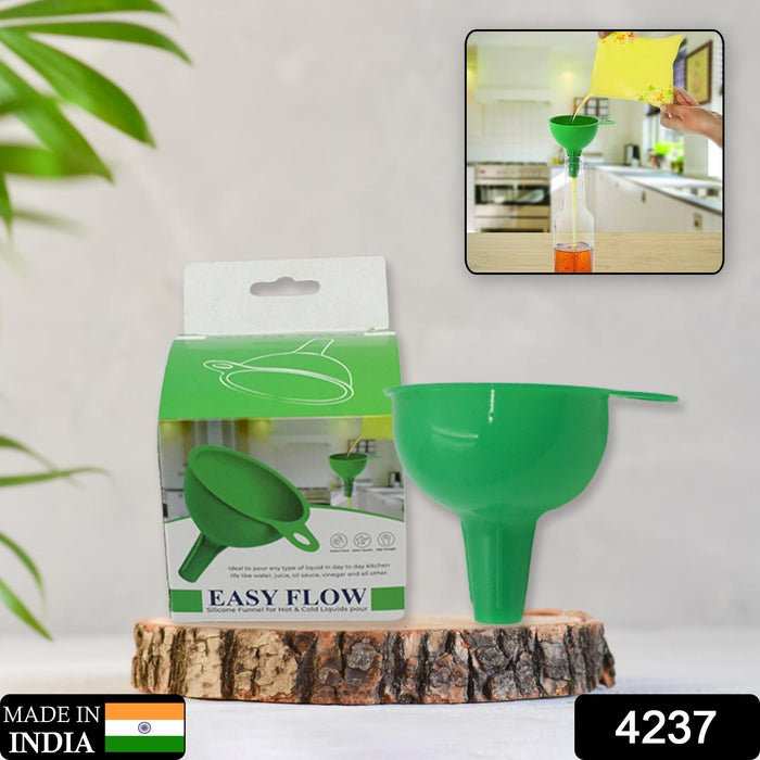 Silicone Funnel For Pouring Oil, Sauce, Water, Juice And Small Food-Grains (1 Pc Green)