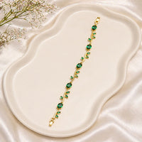 New Trendy Tulip Lava Stone Crystal Vine Gold -Plated Bracelet for Women And Girls