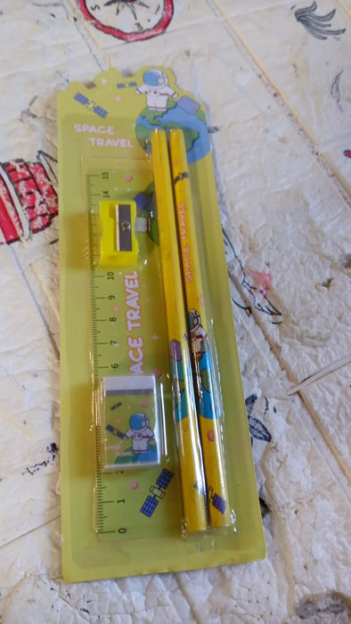 4560 Wooden Pencil Set, Stationary Set 5 in 1 Items Educational