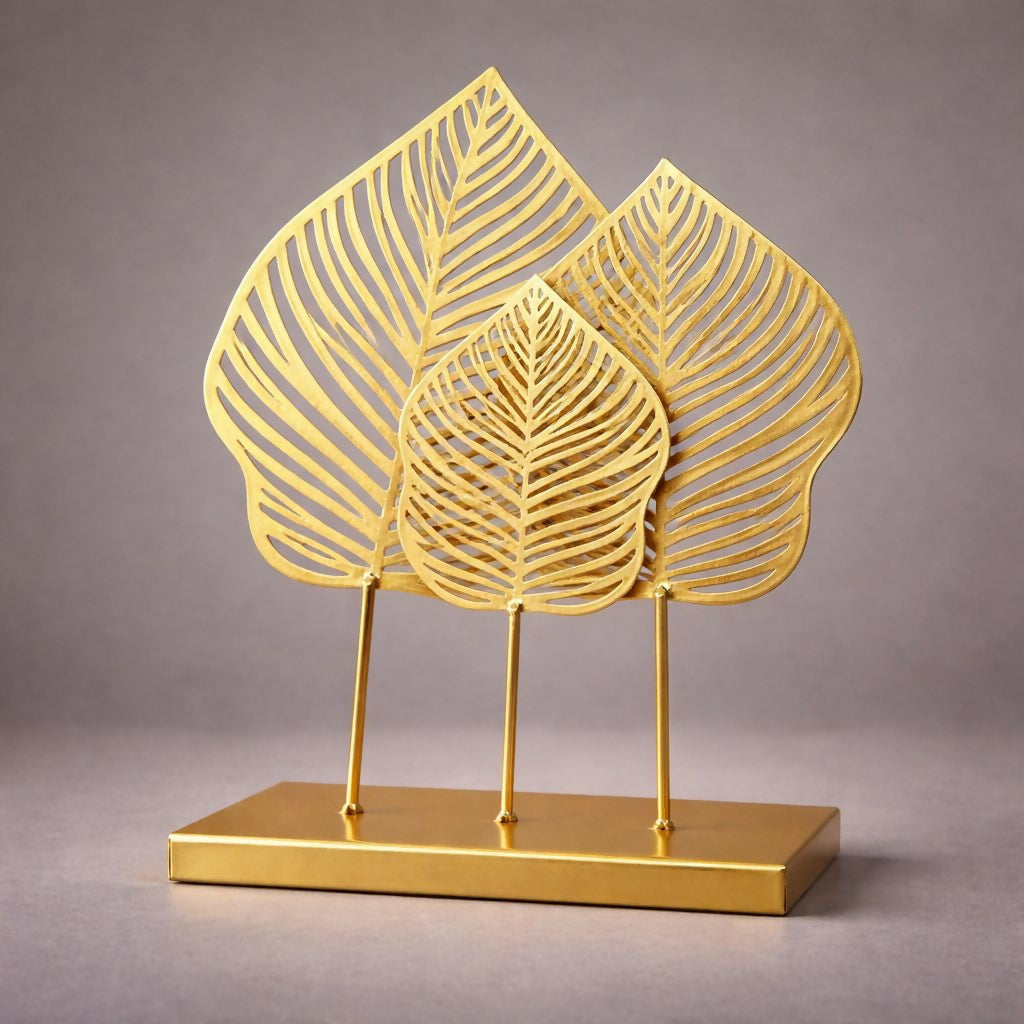 Metal Leaf Table Decor Showpiece Modern Home Decorative Accent