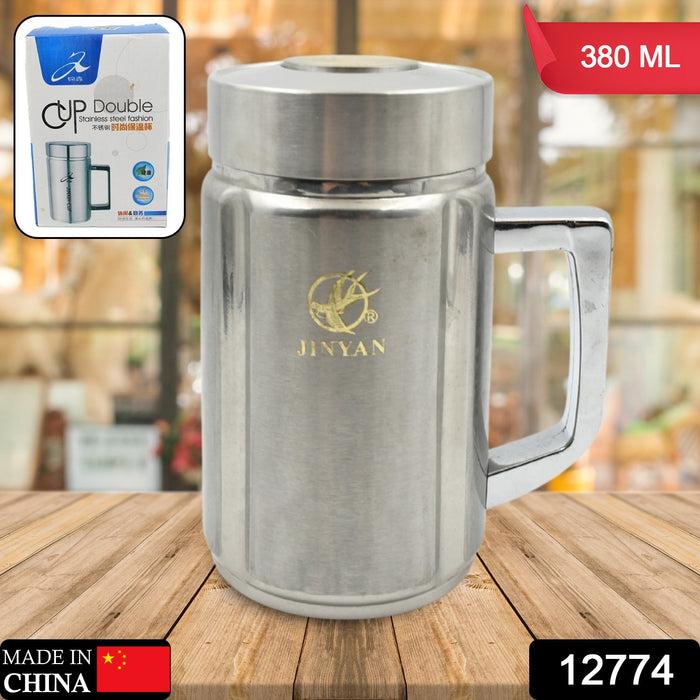 12774 Stainless Steel Water Bottle Leak Proof With Handle Easy to Carry, Rust Proof, Hot & Cold Drinks, Gym Sipper BPA Free Food Grade Quality, Steel fridge Bottle For office / Gym / School (380 ML)