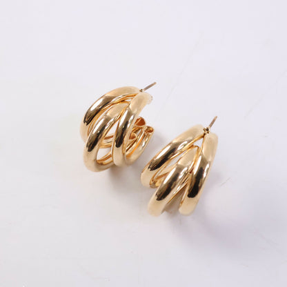 Gold Plated Multi Layer Hoop Earrings for Women & Girls – Stylish Chunky Hoop Fashion Earrings