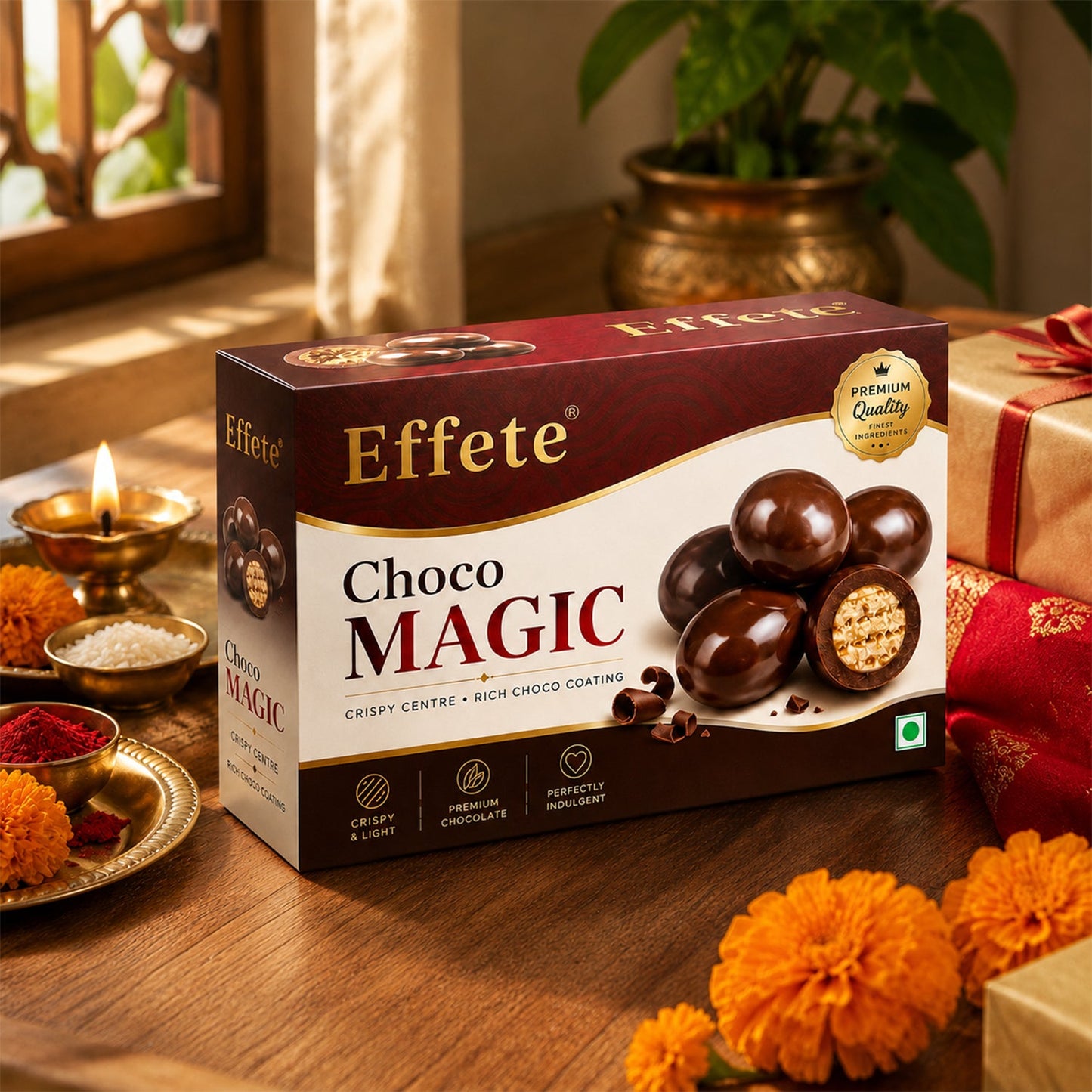 Kundan Stone Rakhi Set with Choco Magic, Pack of 3