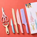 Corrugated Kitchen Knife Set with Cleaver, Bread Knife and Scissors (6 Pc Set)