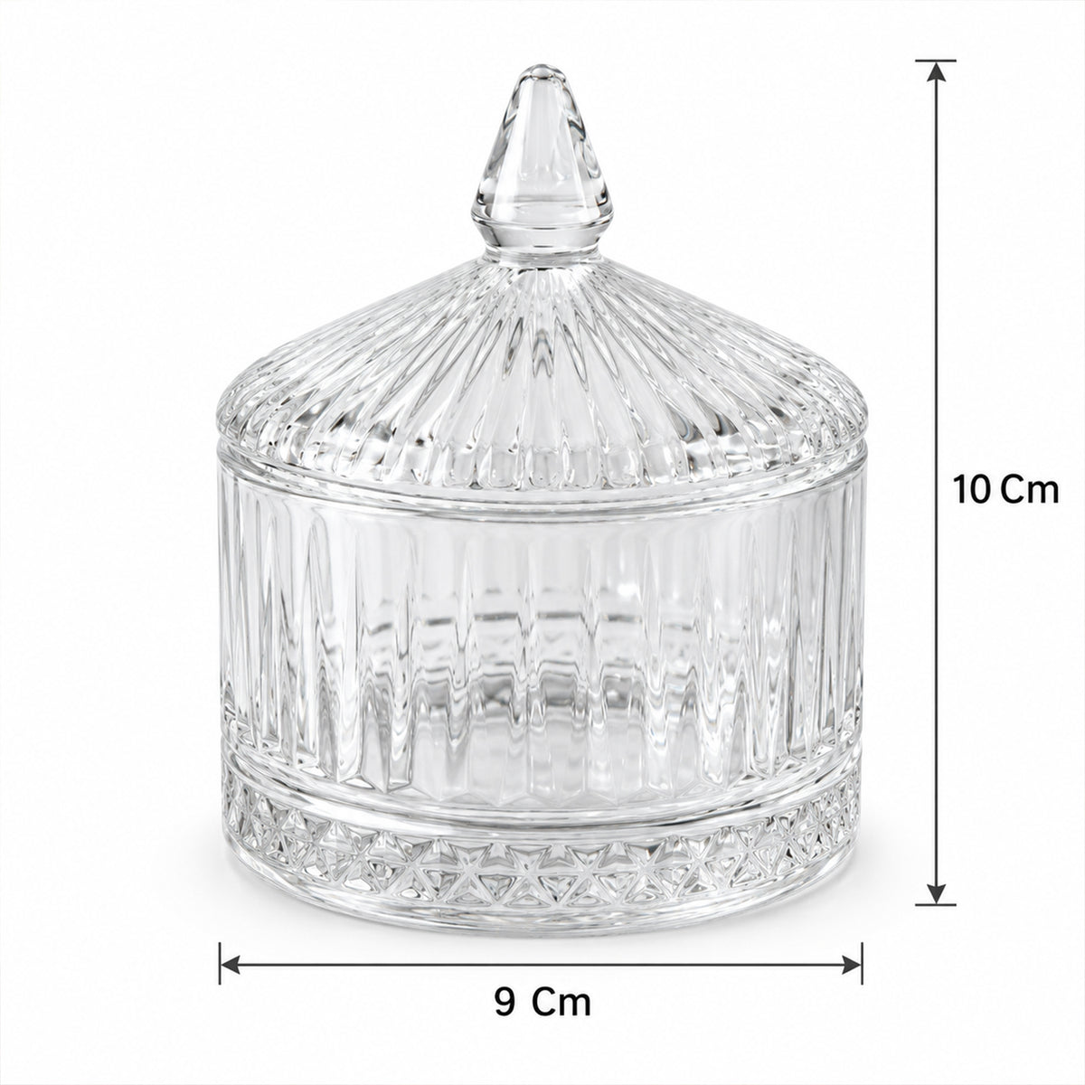 Decorative Glass Candy Jar with Patterned Lift-Off Lid (240 ml, 1 Pc)