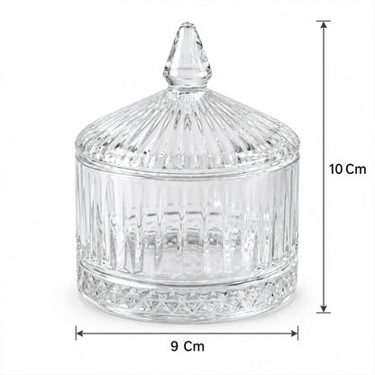 Decorative Glass Candy Jar with Patterned Lift-Off Lid (240 ml, 1 Pc)