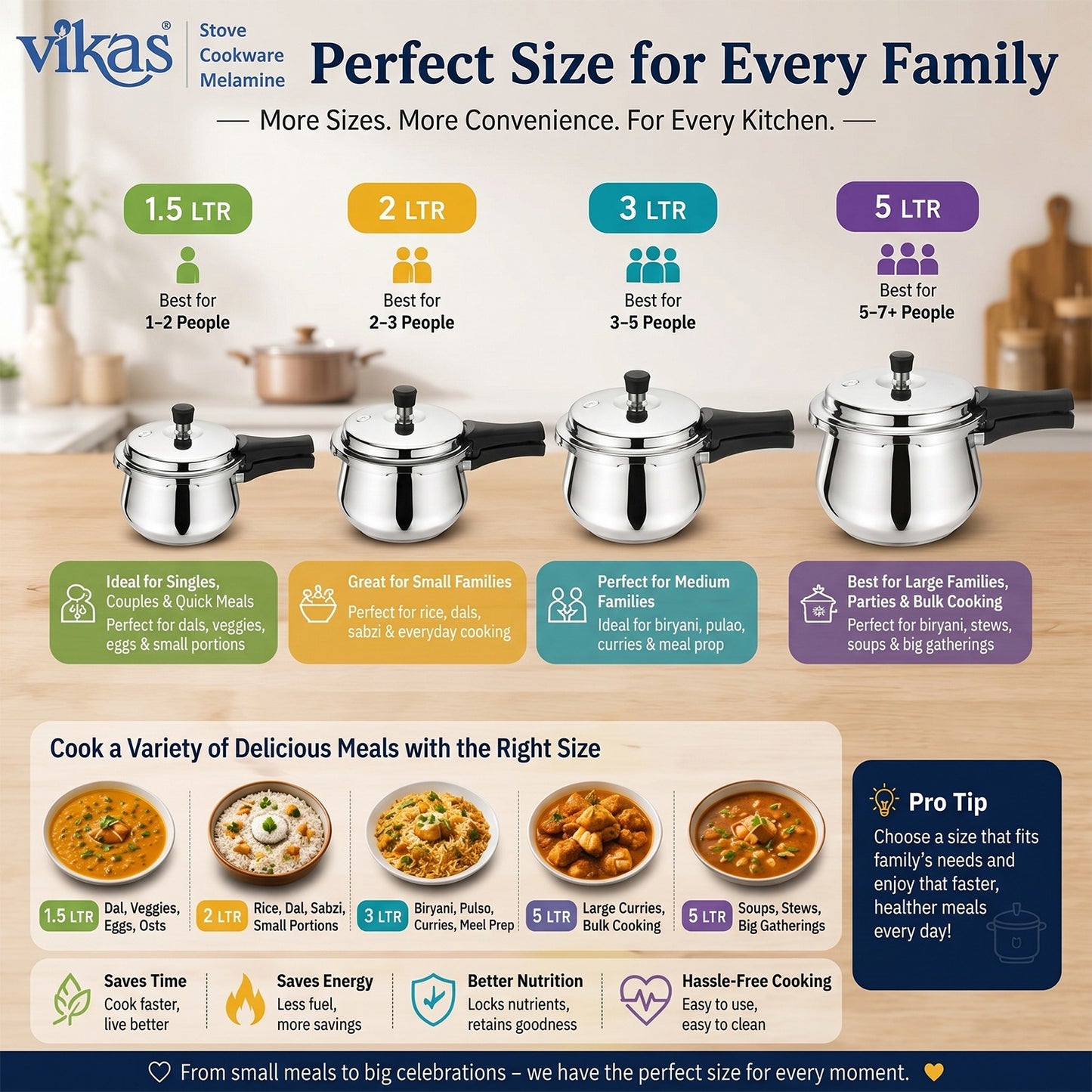 Vikas Triply Heavy Duty Handi Pressure Cooker angled view
