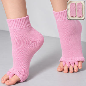 Cotton Blend Open-Toe Comfort Socks with Toe Separators and Ribbed Cuffs (1 Pair)