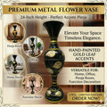 24-Inch Metal Floor Vase – Elegant Gold Leaf Design for Home Decor