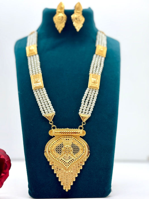 Moti Necklace Set With Earrings | Gold Plated Jewellery Set