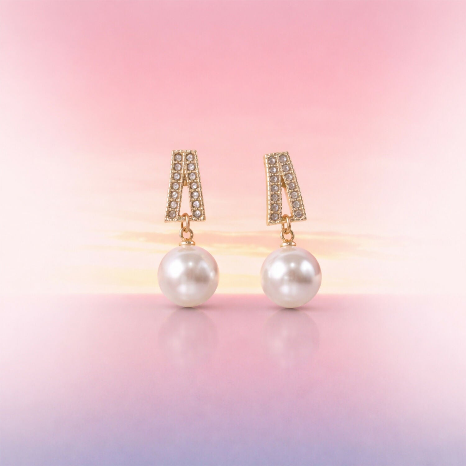 Elegant White Pearl Drop Earrings for Women & Girls – Gold Plated Crystal Designer Dangle Earrings